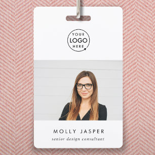 Werknemer Foto ID Modern Minimalist QR Code Naam Badge