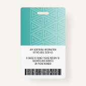 Werknemer Foto-ID - modern stamboek, streepjescode Badge (Achterkant)