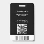 Werknemer Foto ID QR Code Black Badge (Achterkant)