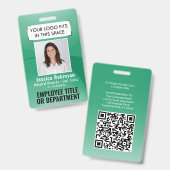 Werknemer Foto-ID QR-code Uw Logo groene boog Badge (Front & Back)