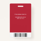 Werknemer Foto-ID rood Badge (Achterkant)