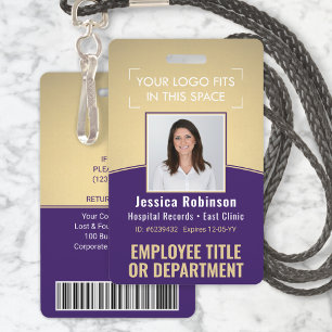 Werknemer Foto ID streepjescode Logo Paars Gold Cu Badge