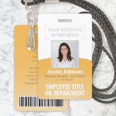 Werknemer Foto-ID-streepjescode Uw Logo gele curve Badge
