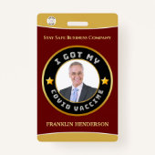 Werknemer Foto Logo Covid Vaccinated Custom Badge (Voorkant)