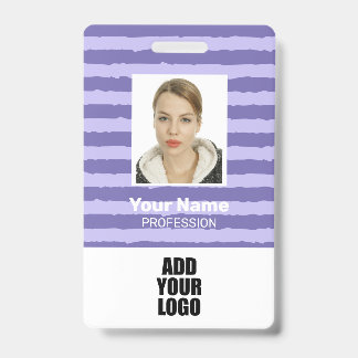 Werknemer Foto Logo en streepjescode Paarse Stripe Badge