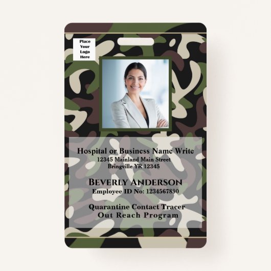 Werknemer Foto Name Logo Bar Code Business Badge (Voorkant)