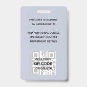 WERKNEMER FOTO PASJE QR-code Barcode Eigendom Badge (Achterkant)