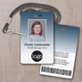 Werknemer - Foto, streepjescode, Logo, naamverloop Badge