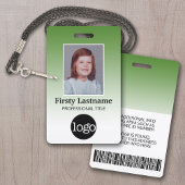 Werknemer - Foto, streepjescode, Logo, naamverloop Badge