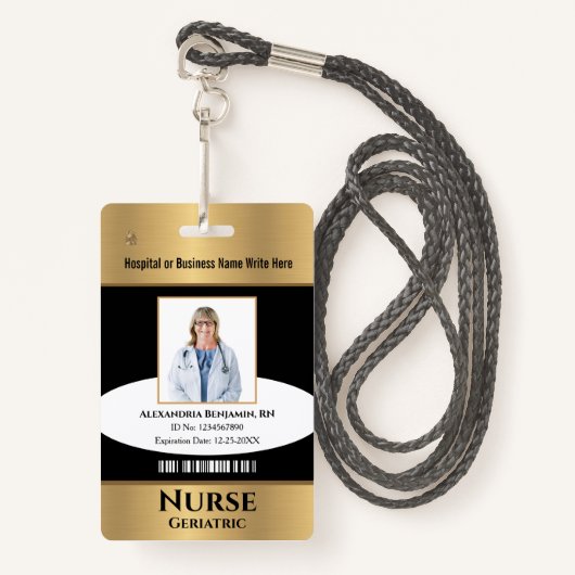 Werknemer Fotobalk Code Naam Aangepast Badge (Voorkant met draagriem)