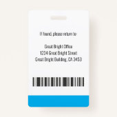 Werknemer Fotonaam Logo Bar Sky Blue Badge (Achterkant)