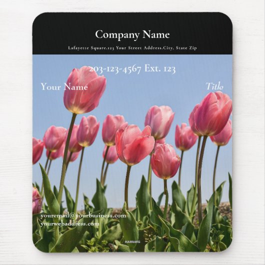 Werknemer Gift Mousepad Pink Tulips - HAMbyWG Muismat (Voorkant)