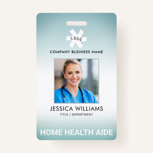 Werknemer Groene Gradiënt Bewerkbare Bezetting Fot Badge (Voorkant)