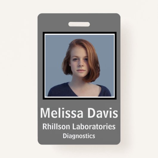 Werknemer ID Badge Steel Grey Vertical Design (Voorkant)