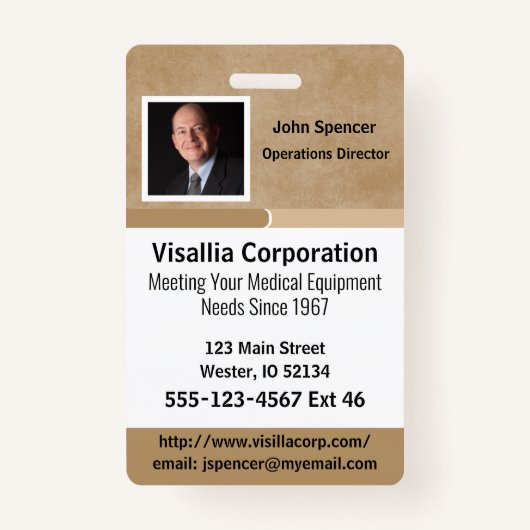 Werknemer ID Beige en Witte Verticaal Badge (Voorkant)