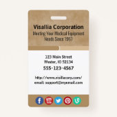 Werknemer ID Beige en Witte Verticaal Badge (Achterkant)