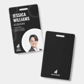 Werknemer ID Kaart Modern Black Personeel Badge (Front & Back)