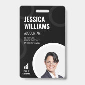 Werknemer ID Kaart Modern Black Personeel Badge (Front)
