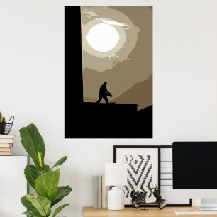 Werknemer in de vroege ochtend poster