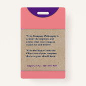 Werknemer Logo Bar Code Logo Foto Naam identiteits Badge (Achterkant)