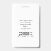 Werknemer Logo Foto ID Bar Code Naam Badge (Achterkant)