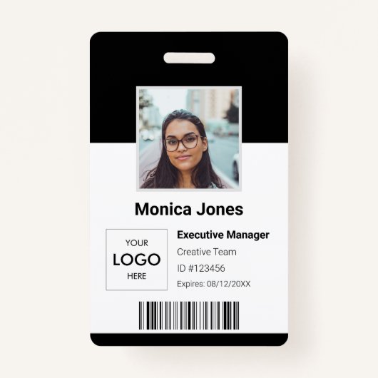 Werknemer Logo Foto-ID zwart Badge (Voorkant)