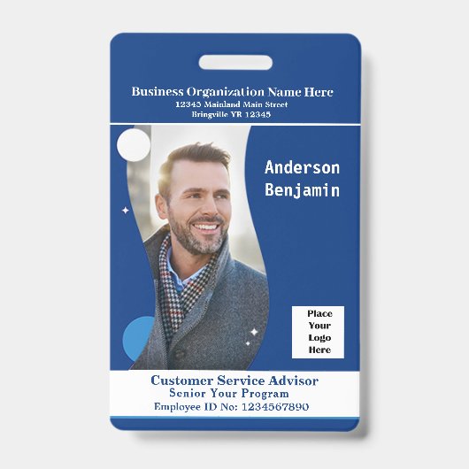 Werknemer Naam Fotobalie Code ID Card Badge (Voorkant)