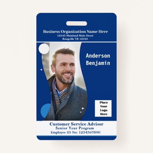 Werknemer Naam Fotobalie Code ID Card Badge (Voorkant)