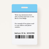 Werknemer Naam Fotobalk Code Aangepaste ID-kaart L Badge (Achterkant)