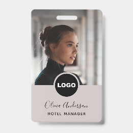 Werknemer Pasfoto Bedrijfslogo QR-code Grijs Zwart Badge