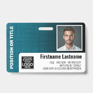 Werknemer Pasfoto logo streepjescode modern linnen Badge