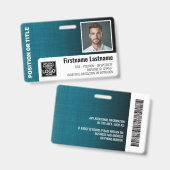 Werknemer Pasfoto logo streepjescode modern linnen Badge (Voor- en achterkant)