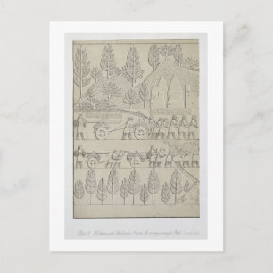 Werknemers met gereedschap en touwen voor het verp briefkaart