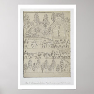 Werknemers met gereedschap en touwen voor het verp poster