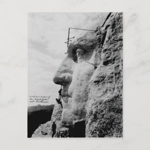 Werknemers op George Washington Face Mount Rushmor Briefkaart