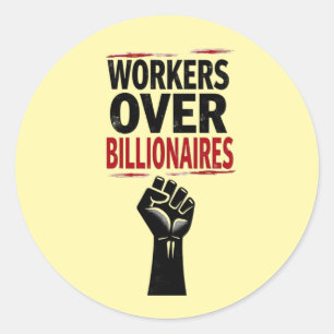 Werknemers protesteren tegen miljardairs ronde sticker