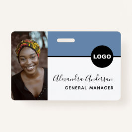 Werknemersbedrijf ID Foto Logo QR Code Denim Blue Badge