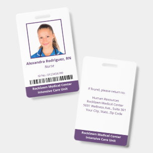Werknemersfoto Barcode Wit Paars Ziekenhuis ID Badge