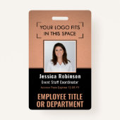 Werknemersfoto ID QR Barcode Uw Logo Koper Badge (Voorkant)