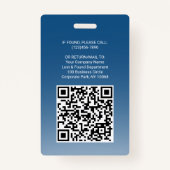 Werknemersfoto ID QR Code Uw Logo Navy Blue Arc Badge (Achterkant)