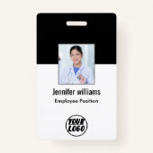 Werknemersfoto | QR-code ‏ Business Logo Black-ID Badge (Voorkant)