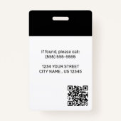 Werknemersfoto | QR-code ‏ Business Logo Black-ID Badge (Achterkant)