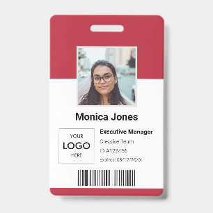 Werknemerslogo Foto ID Rood Badge