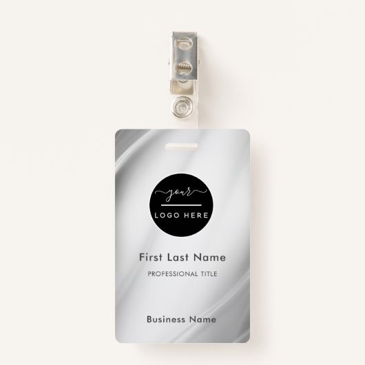 Werknemersnaam Badge Silver/Business Logo Personee (Voorkant met clip)