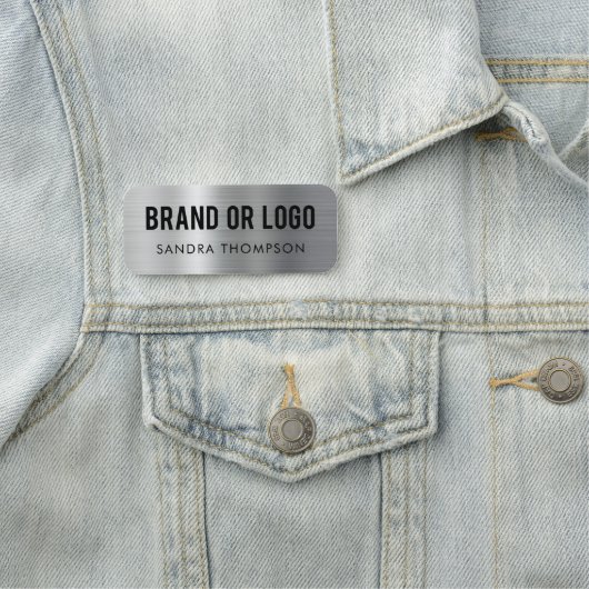 Werknemersnaam Bedrijfs Logo Metallic Silver Naamplaatje (In situ)