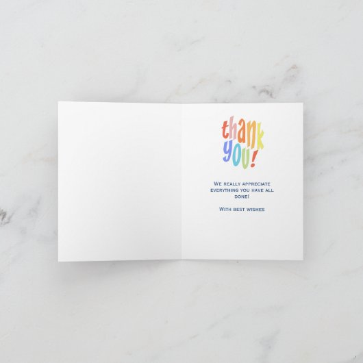 Werknemersteam Dank u Bedrijf Bedankkaart (Binnen)