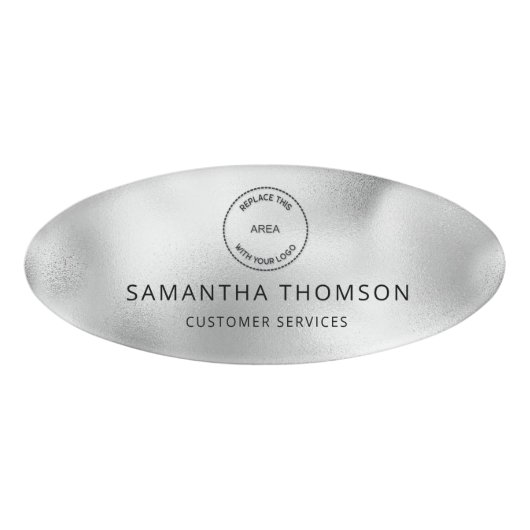 Werknemertitel Logo Silver Shimmer Naambadge (Voorkant)