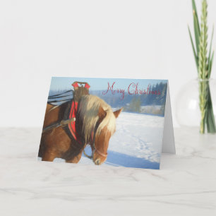 Werkpaard in de sneeuw-kerst Kaart