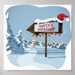 werkplaats van santa poster