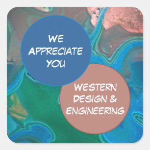 Werkplekwaardering blauwe Gem-Kantoor-werkplek Vierkante Sticker